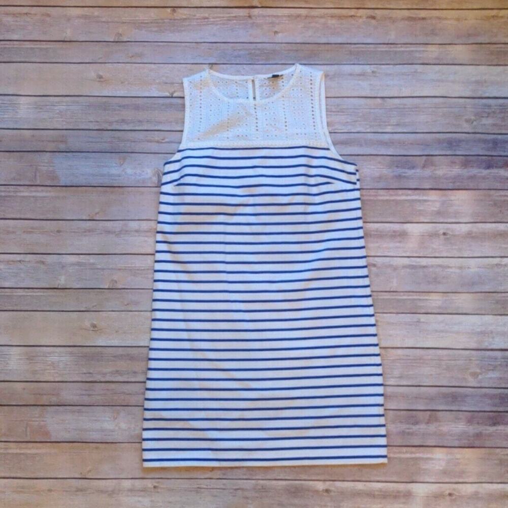 J.Crew Striped Sleeveless Dress w/ Eyelet Yoke - Small